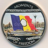 Libéria 2004. 10$ "Szabadság pillanatai-Ceausescu diktatúrájának bukása 1989" multicolor tanúsítvánnyal T:PP ujjlenyomatos Liberia 2004. 10 Dollars "Moments of Freedom-The fall of Ceausescu's regime 1989" multicolor with certificate C:PP fingerprint