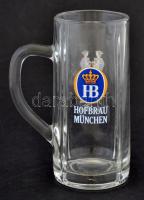 Hofbräu München feliratú üveg korsó, hibátlan, 0,5 l