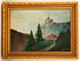 Bernáth jelzéssel: Alpesi ház. Olaj, vászon, keretben, 34×49 cm