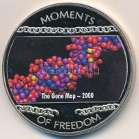 Libéria 2004. 10$ "Szabadság pillanatai-A gén-térkép 2000." multicolor tanúsítvánnyal T:PP ujjlenyomatos Liberia 2004. 10 Dollars "Moments of Freedom-The gene map 2000." multicolor with certificate C:PP fingerprint