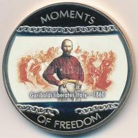 Libéria 2004. 10$ "Szabadság pillanatai - Garibaldi felszabadítja Itáliát 1860" multicolor tanúsítvánnyal T:PP Liberia 2004. 10 Dollars "Moments of Freedom - Garibaldi liberates Italy 1860" multicolor with certificate C:PP