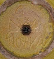 Gorka Géza (1894-1971): Asztali lámpa, repesztett mázas, jelzett, a fém szerelék sérült, hiányos nád...