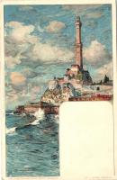 Genova, Genoa; Lanterna di Genoa / Lighthouse, litho, s: Manuel Wielandt