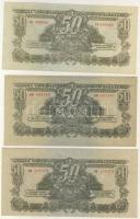 1944. "V.H." 50P 3klf betűjelű és képméretű, ferdén nyomott sorozat- és sorszámú bankjegy, benne lecsúszott nyomat is T:I,I-