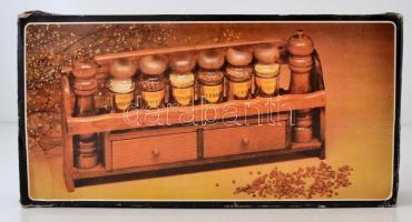 Falra akasztható konyhai fűszertartó készlet, saját dobozában, bontatlan csomagolásban, 20×40×6 cm