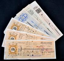 1904-1949. 6db vegyes magyar és külföldi váltó lyukasztással érvénytelnítve, több bélyegekkel, bélye...