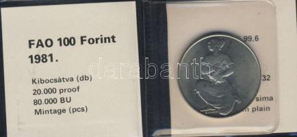 1981. 100Ft "FAO" T:BU Eredeti tokban, tanúsítvánnyal!