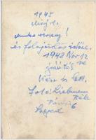 1945 MÁVAG-Hidászok május 1-én Szegeden, Liebmann Béla jelzett fotója, feliratozva, 9x13 cm