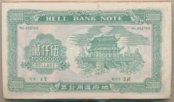 Kína DN Égetési pénz 150db 50.000.000 névértékben eredeti csomagolásban T:I
China ND Hell banknotes...