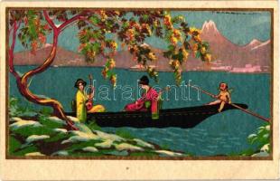 Italian art postcard, Asian women, Degami 1026. s: T. Corbella