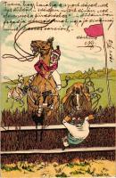 Horse race, accident humour, A.S.V. Serie Alt England, litho s: O. Anders (EK)