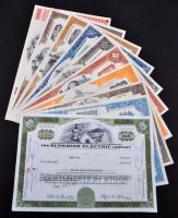 Amerikai Egyesült Államok 1961-1979. 10db klf részvény perforációval, bélyegzésekkel, lyukasztással ...