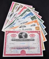 Amerikai Egyesült Államok 1964-1978. 10db klf részvény perforációval, bélyegzésekkel, lyukasztással ...