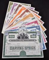 Amerikai Egyesült Államok 1951-1974. 10db klf részvény perforációval, bélyegzésekkel, lyukasztással ...