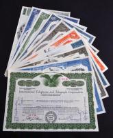 Amerikai Egyesült Államok 1957-1977. 10db klf részvény perforációval, bélyegzésekkel, lyukasztással ...