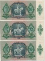 1936. 10P (3x) sorszámkövetők, nyomdai papírráncokkal T:I-