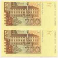 Horvátország 1993. 200K párban fázis előlapi teljes, hátlapi részleges nyomat T:I