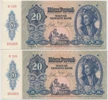 1941. 20P (4x) közte 2db sorszámkövető és 2db közeli sorszám T:I-,II,III