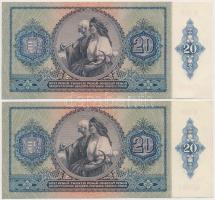1941. 20P (4x) közte 2db sorszámkövető és 2db közeli sorszám T:I-,II,III
