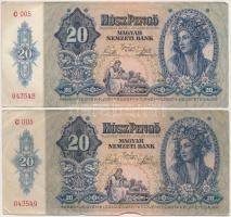 1941. 20P (4x) közte 2db sorszámkövető és 2db közeli sorszám T:I-,II,III