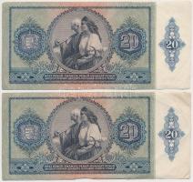 1941. 20P (4x) közte 2db sorszámkövető és 2db közeli sorszám T:I-,II,III
