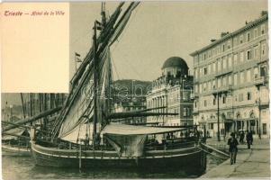 Trieste, Hotel de la Ville / town hall, port, ships