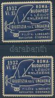 1932 2 db Giustizia per L'Ungheria levélzáró