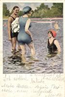 Bathing people, art postcard, Novitus Verlag 920/2.  s: Willy Stieborsky