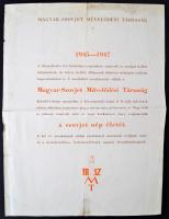 1947 Magyar- Szovjet Művelődési Társaság nyomtatványai, 2db, különböző méretben és minőségben