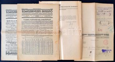 1935-44 Országos Társadalombiztosító Intézet hirdetménye a balesetelhárítási jutalomdíj pályázatról+ Szakszervezeti Értesítő 2 száma