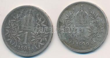 Ausztria 1894-1899. 1K Ag "Ferenc József" (2x) T:2-,3
Austria 1894-1899. 1 Corona Ag &quo...