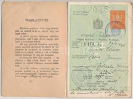 1930 A Magyar Királyság által család számára kiállított útlevél / Hungarian passport