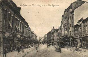 Miskolc, Széchenyi utca, Bankpalota, Műórás Ékszerész üzlet, villamos (EK)