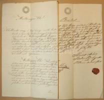 1852-1853 2db okmány szignettás papíron
