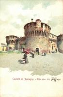 Riolo Terme, Castelli di Romagna / castle, Angelo Albonetti litho s: Pozzo