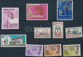 African countries 1963-1971 Telecommunication 10 stamps + imperforated stamp, Afrikai országok 1963-1971 Telekommunikáció 10 klf bélyeg közte 2 db sor + vágott bélyeg