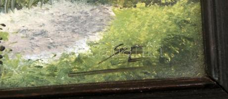 Szabó Erzsébet (1941- ): Erdős puszta, olaj, fa, keretben, 9×13,5 cm