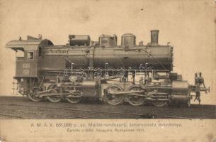 MÁV 651,058 p. sz. Mallet-rendszerű tehervonatú mozdonya / Mallet steam engine of the Hungarian State Railways (fa)