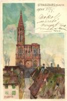 Strasbourg , Strassburg; Münster / cathedral, Veltens Künstlerpostkarten No. 276. litho s: F. Hoch