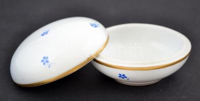 Herendi virág mintás ékszeres doboz, kézzel festett, jelzett, hibátlan, m:4 cm, d:7 cm