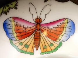 Herendi Viktória mintás doboz, kézzel festett, jelzett, hibátlan, m:10 cm, d:11 cm