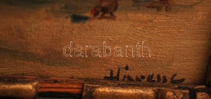 Harencz János (?-?): Tanyasi udvar. Olaj, vászon- üveg, keretben, 25×35 cm