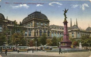 Vienna, Wien I. Universitat mit Liebenberg-Denkmal / University, statue, tram, Field post cancellation on backside (EB)