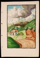 Zorkoczy jelzéssel: Hegyi út házzal. Akvarell, papír, 33×23 cm