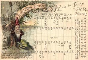 1899 &#039;Herzlichen Gruss&#039; / Greeting card with Dwarf, litho