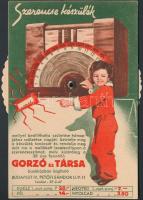 cca 1930 Gorzó és társa bankház szerencsesorsjegy mechanikus reklámlap. Forgatható szerencse készülék