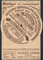 cca 1930 Gorzó és társa bankház szerencsesorsjegy mechanikus reklámlap. Forgatható szerencse készülé...