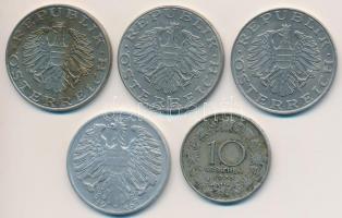 Ausztria 1923. 10gr + 1946. 1Sch + 1974-1998. 10Sch (3x) T:2,2-
Austria 1923. 10 Groschen + 1946. 1...
