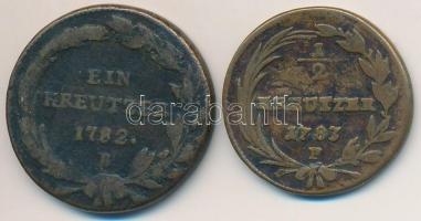 Vegyes: 1782B 1kr Cu + Ausztria 1783F 1/2kr Cu T:3
Mixed: Hungary 1782B 1 Kreuzer Cu + Austria 1783...