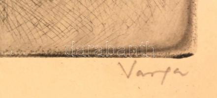 Varga Nándor Lajos (1895-1978): Jedlik Ányos István. Rézkarc, papír, jelzett, sérült keretben, 27×21...